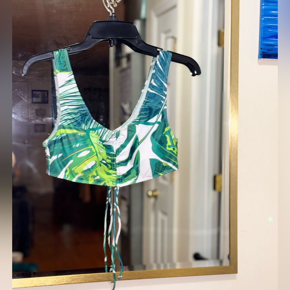 Tropical Green Leaf Print Jumpsuit - Picture 3 of 6